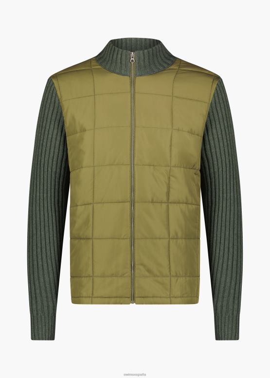 SWIMS aceituna chaqueta estilo suéter acolchada con cremallera completa ramberg ropa 2X0TR163 - Image 1
