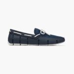 SWIMS azul marino/blanco mocasín de encaje trenzado zapato 2X0TR59