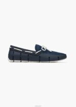 SWIMS azul marino/blanco mocasín de encaje trenzado zapato 2X0TR59