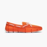 SWIMS naranja/blanco mocasín de encaje trenzado zapato 2X0TR22