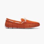 SWIMS naranja/blanco mocasín de encaje trenzado zapato 2X0TR42