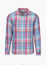 SWIMS spray azul a cuadros camisa amalfi de lino a cuadros ropa 2X0TR196