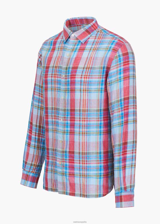 SWIMS spray azul a cuadros camisa amalfi de lino a cuadros ropa 2X0TR196 - Image 3