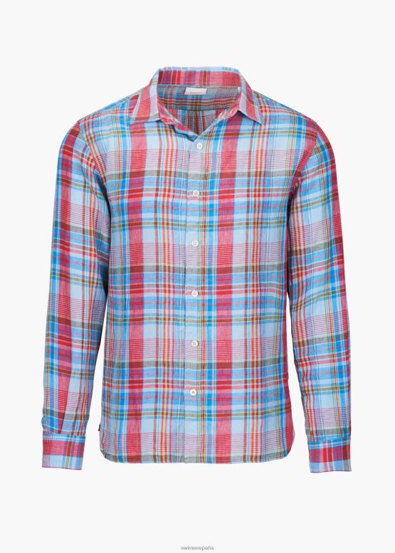 SWIMS spray azul a cuadros camisa amalfi de lino a cuadros ropa 2X0TR196 - Image 1